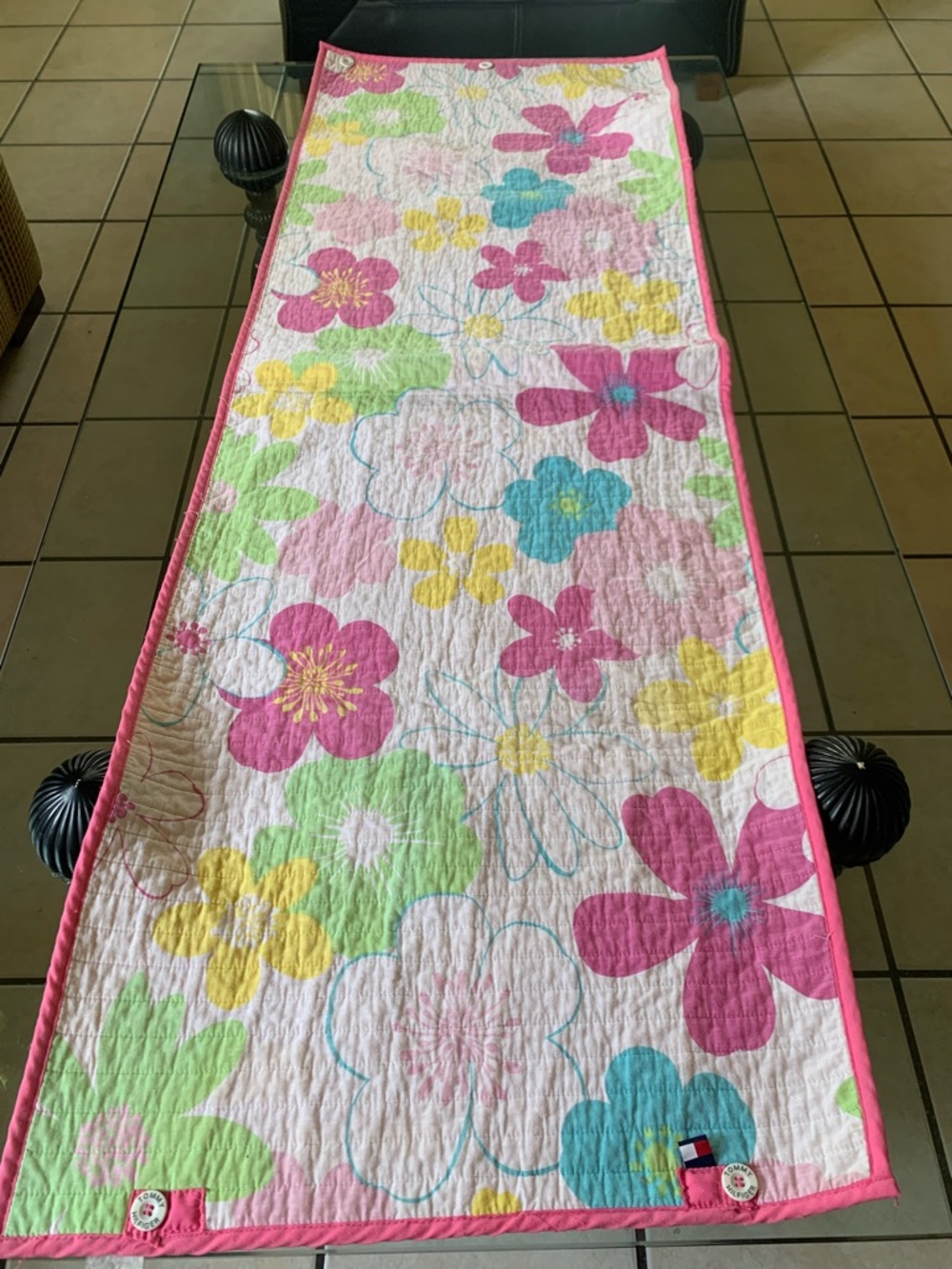 Tommy Hilfiger Pink Multi Floral Quilted Bed Runner